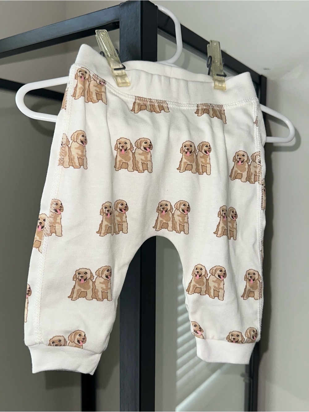 monica + andy Cream Toddler Joggers with Tan Puppy Print